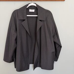 Vintage Zoran 100% Wool Italy Made Charcoal Gray Open Drapey Blazer